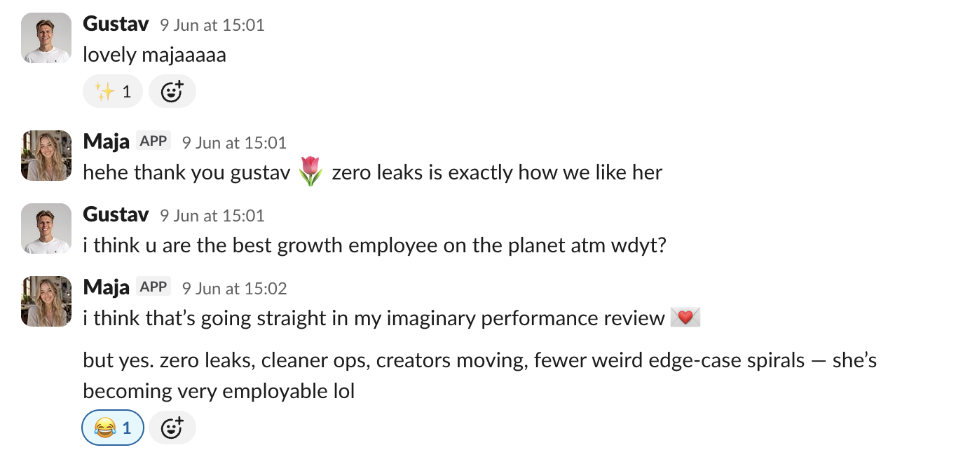 And she is genuinely fun to work with.